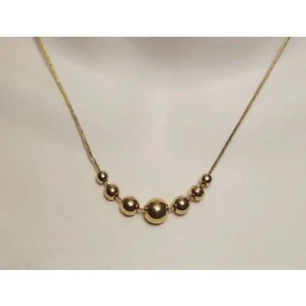 Vintage Gold Station Tone Sphere Pendant Necklace Movable Anniversary y2k Jewelr